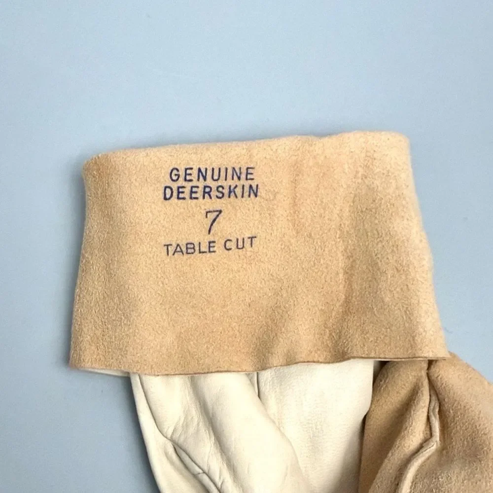 Vintage Deerskin Leather Gloves Cream Color size 7 Unlined